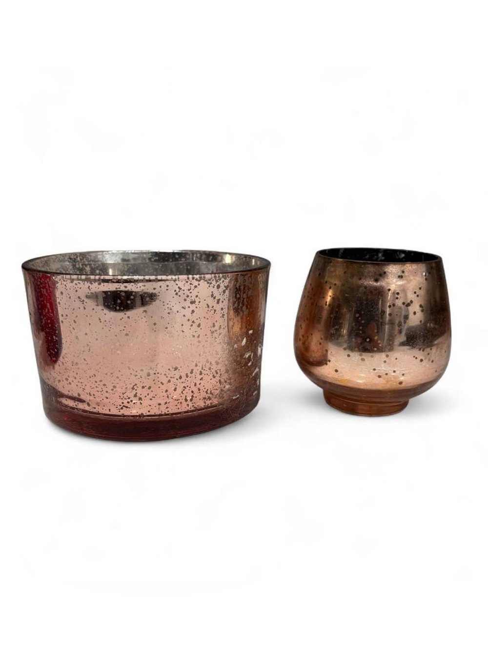 Set of 2 Copper Painted Glass Candle Holders – Speckled Metallic Votives